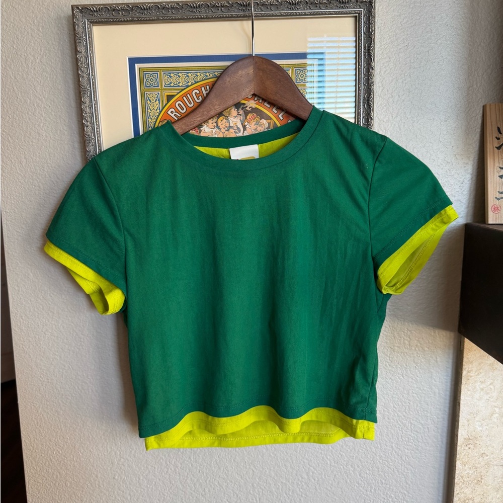 Simon Miller Green Crop Top with Yellow Trim